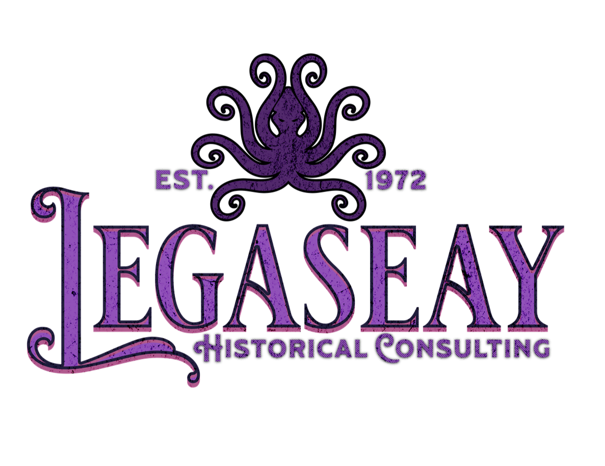 Logo image of an octopus and text that reads Legaseay Historical Consulting